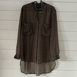 Minkpink Size M Chiffon Animal Print HiLow Mob Wife Tan Black